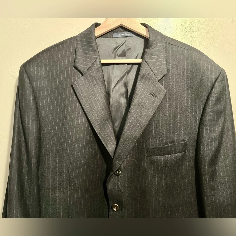 Lauren Ralph Lauren Classic Black Pinstripe Men's Blazer Wool/Cashmere Blend 46S